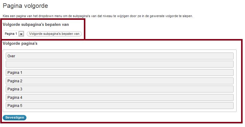 My page order plugin voor wordpress