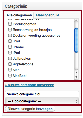 WordPress categorieen