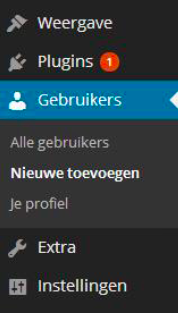 gebruiker toevoegen navigatiescherm wordpress