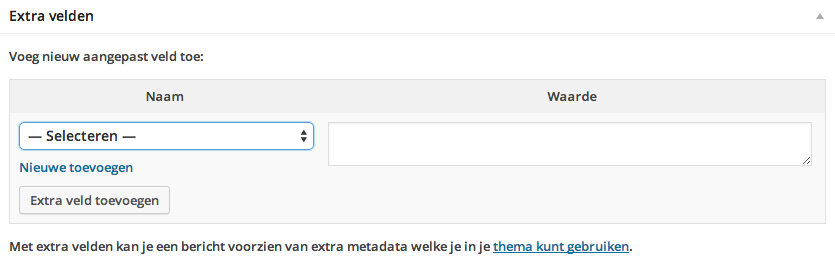 WordPress custom fields en extra velden toevoegen