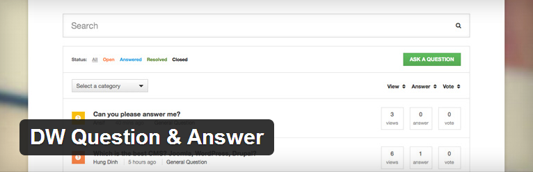 DW Question & Answer forum plugin voor wordpress