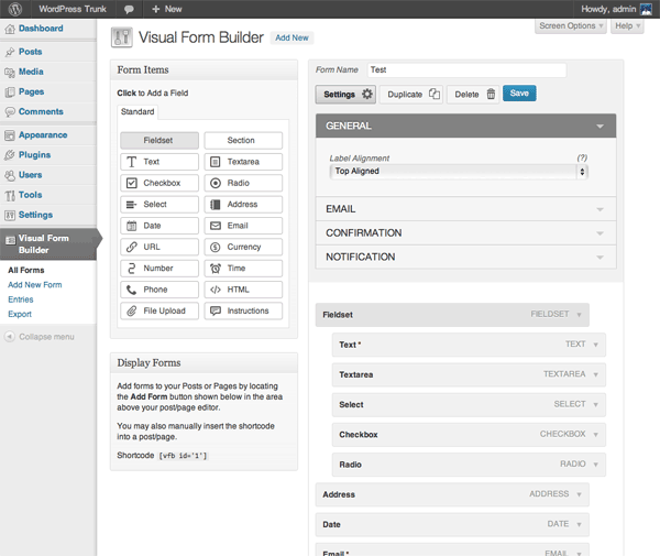 WordPress contact formulier Visual-Form-Builder