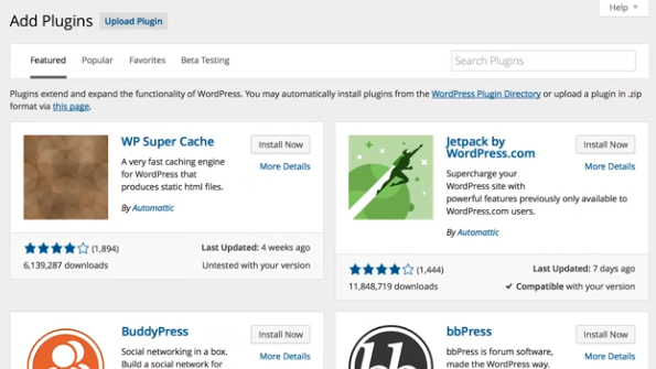 De plugin informatie is sterk verbeterd in WordPress 4.0