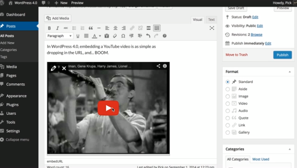 Het toevoegen van media met de visual editor in WordPress 4.0