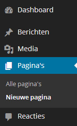 Nieuwe pagina menu