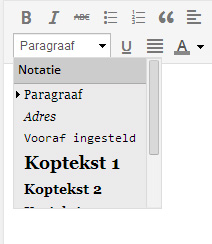 Paragraaf drowpdown menu