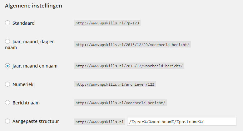 URL structuur van WordPress aanpassen