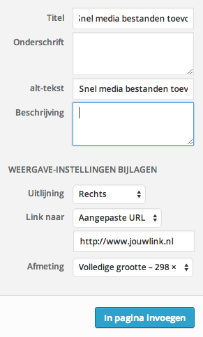 Afbeeldingen laten link in een WordPress bericht