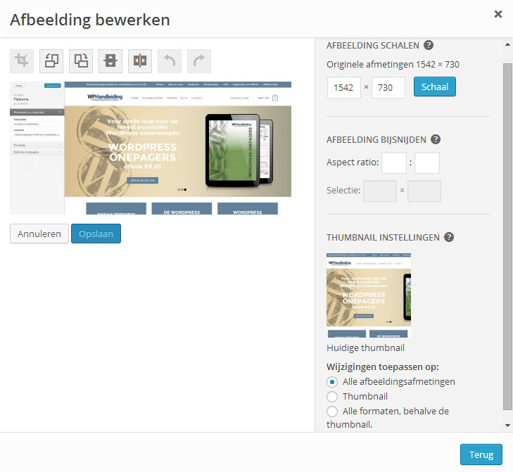 Origineel van een afbeelding bewerken in WordPress