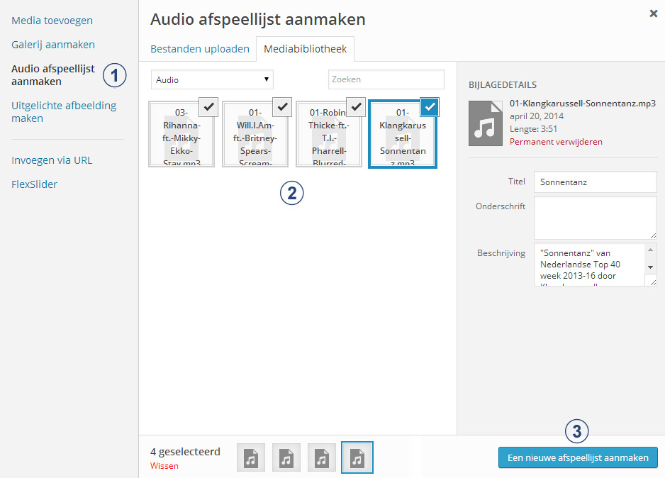 Audio afspeellijst aanmaken