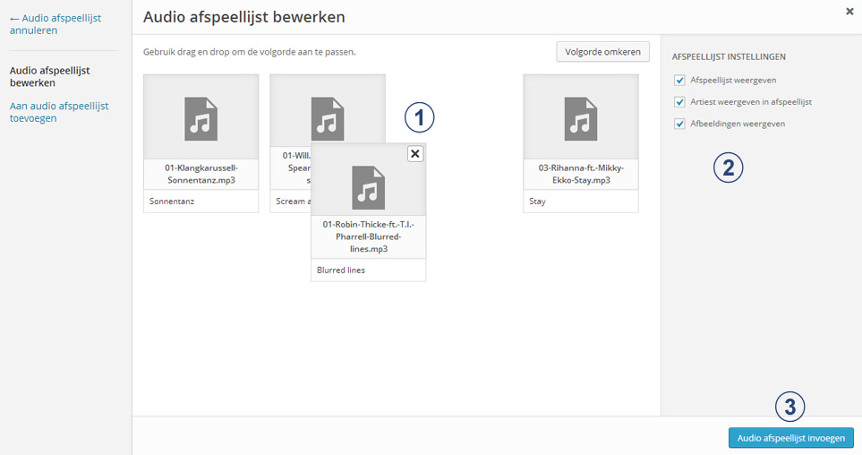 Audio afspeellijst bewerken