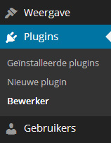 Plugin bewerker menu