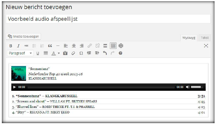 Voorbeeld audio afspeellijst