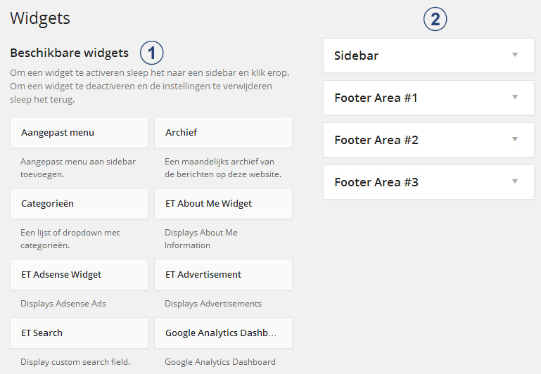 Widgets toevoegen aan je wordpress website