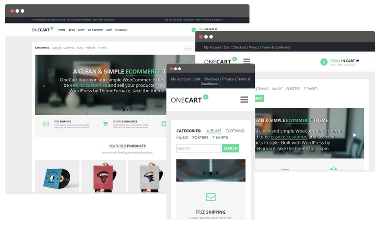 Onecart wordpress thema voor woocommerce