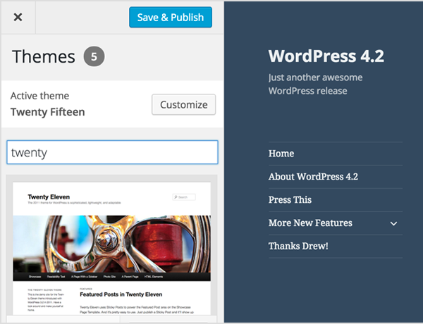 Thema aanpassen voordat het live staat in wordpress