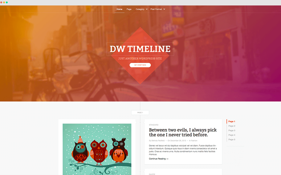 DW timeline GRatis WordPress Thema