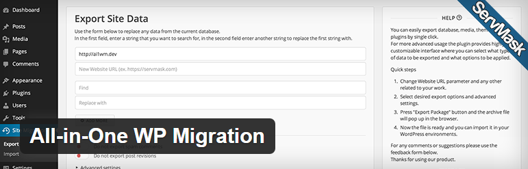 All in one wp migration plugin