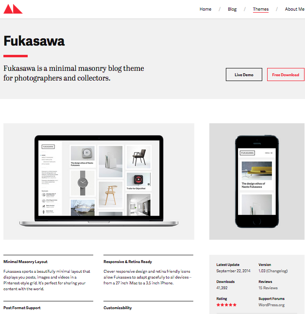 Fukasawa portfolio wordpress thema