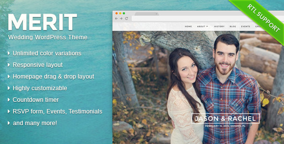 Merit wordpress thema voor een bruiloft