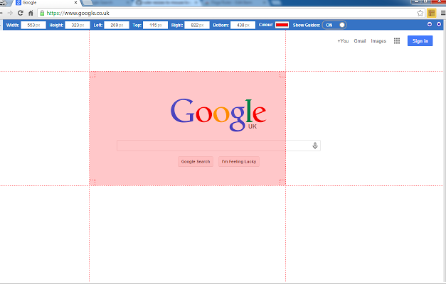 Page Ruler Google Chrome extensie