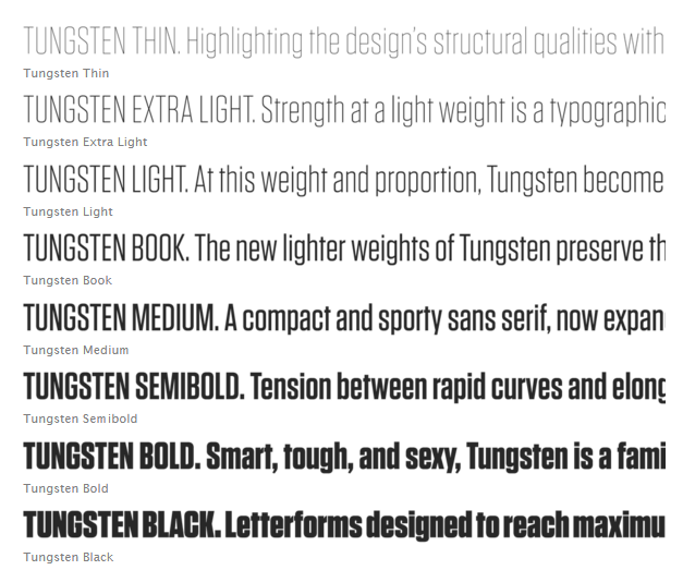 tungsten website fonts