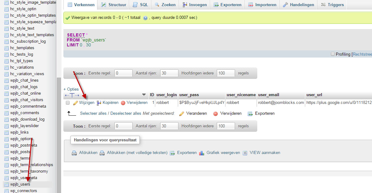 users wordpress wachtwoord kwijt