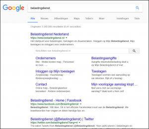 Sitelinks-Belastingdienst
