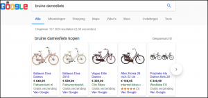 AdWords advertenties Bruine damesfiets