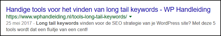 Metatag Description Long Tail Keywords WP Handleiding