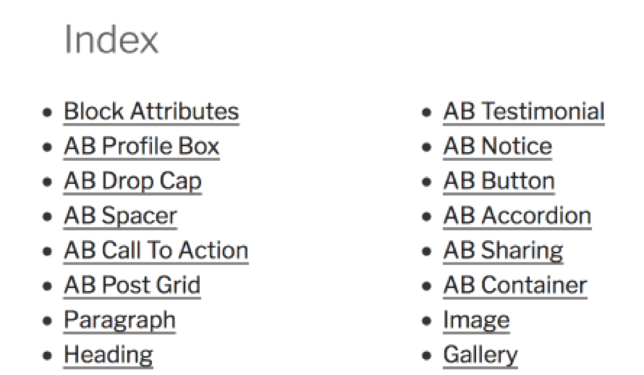 Block Attributes Glossary