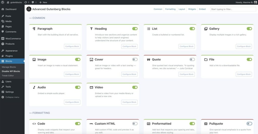 block management features