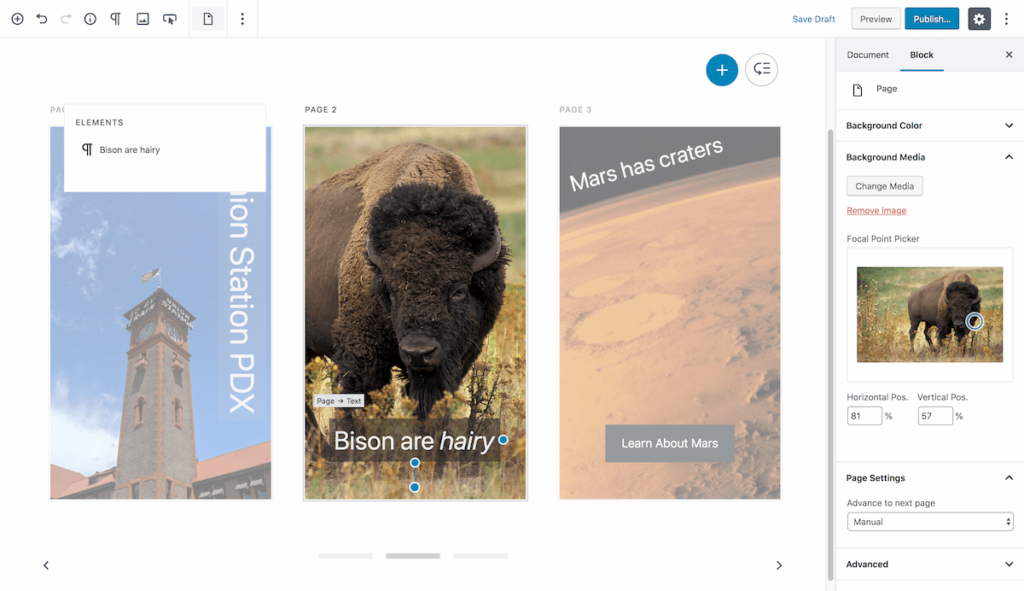 AMP stories editor