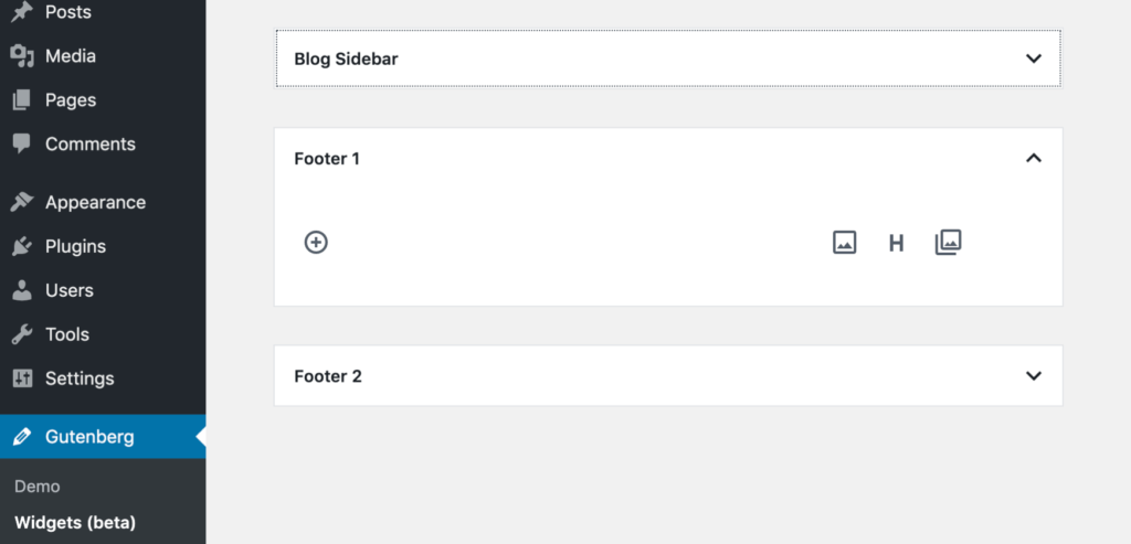 nieuw widgets venster gutenberg 5.8
