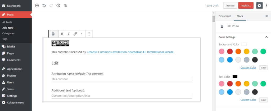 Creative Commons plugin