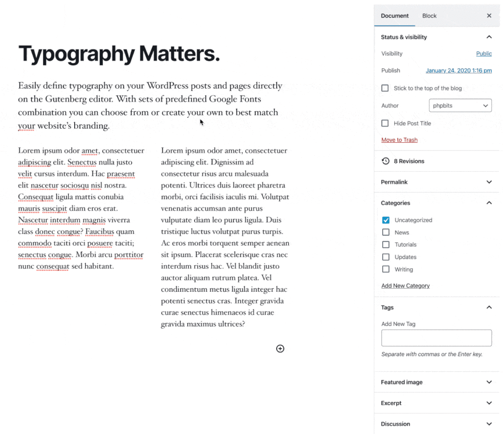 typography add-on